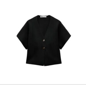 Zara Short Sleeve Cardigan with Gold Buttons
